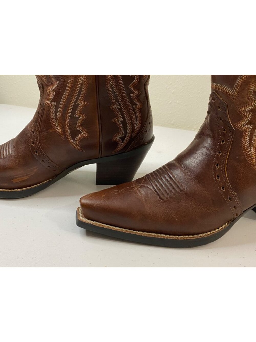 Ariat Cowgirl Boots Women 7C Brown Leather Embroidered Style 10005908 - Picture 8 of 16